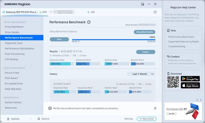 Ổ Samsung Magician SS970 EVO Plus không được mã hóa