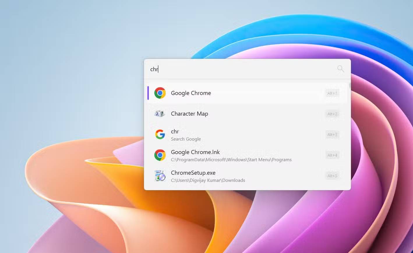 Tìm kiếm ứng dụng bên trong Flow Launcher