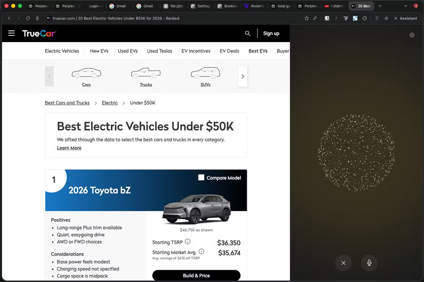 Voice Mode của trình duyệt Perplexity Comet đã được kích hoạt
