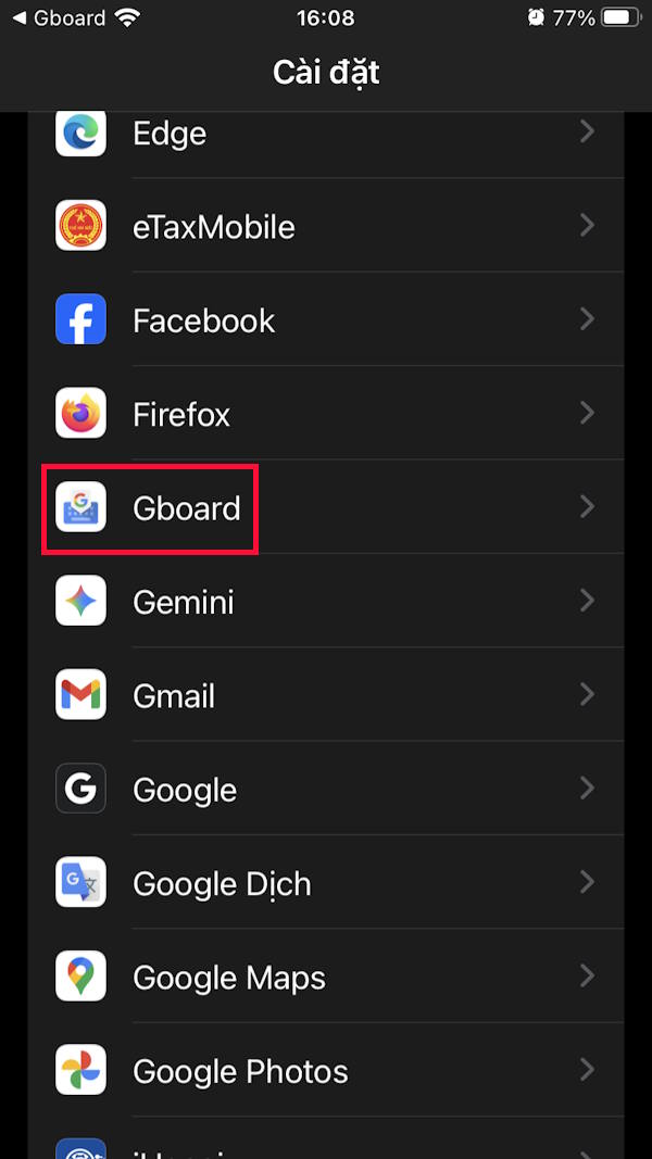 Chỉnh ứng dụng Gboard