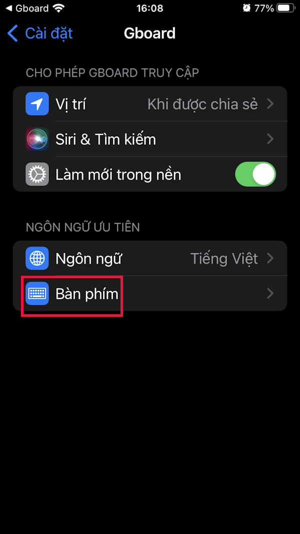 Chỉnh bàn phím Gboard