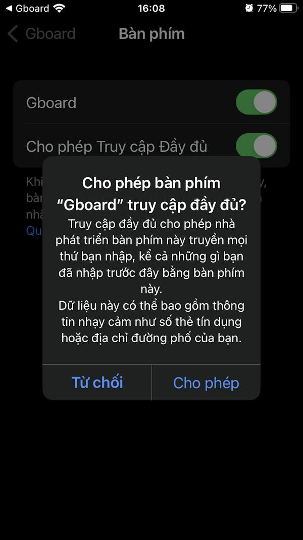 Sử dụng bàn phím Gboard trên iPhone