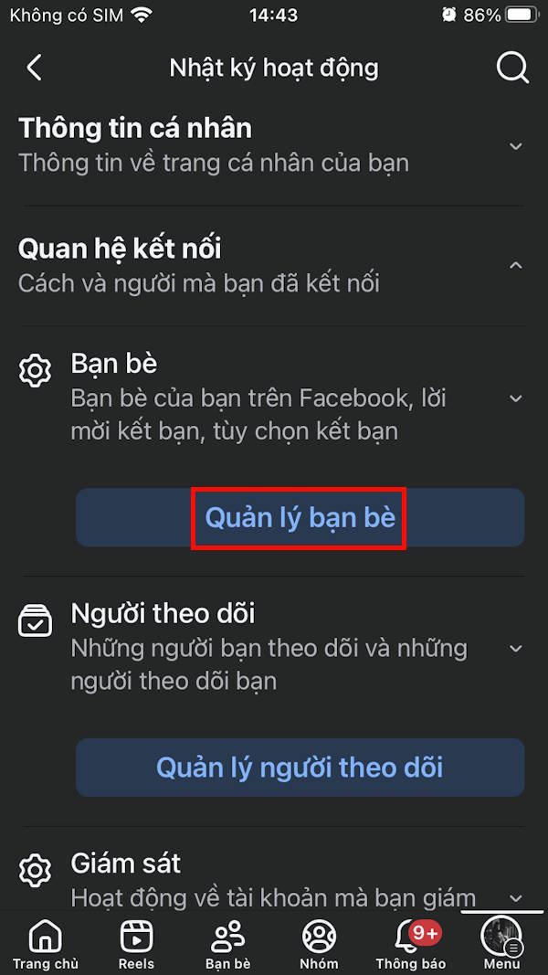 Quản lý bạn bè Facebook