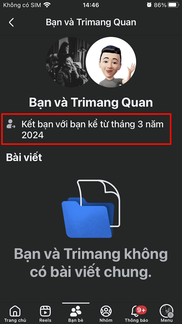 Ngày kết bạn trên Facebook