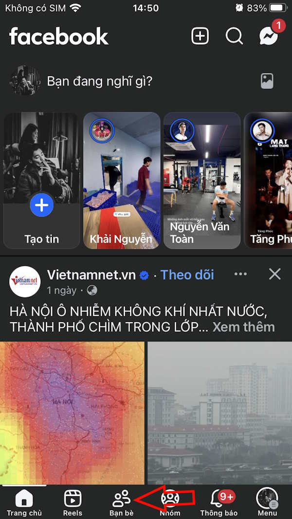 Truy cập bạn bè Facebook