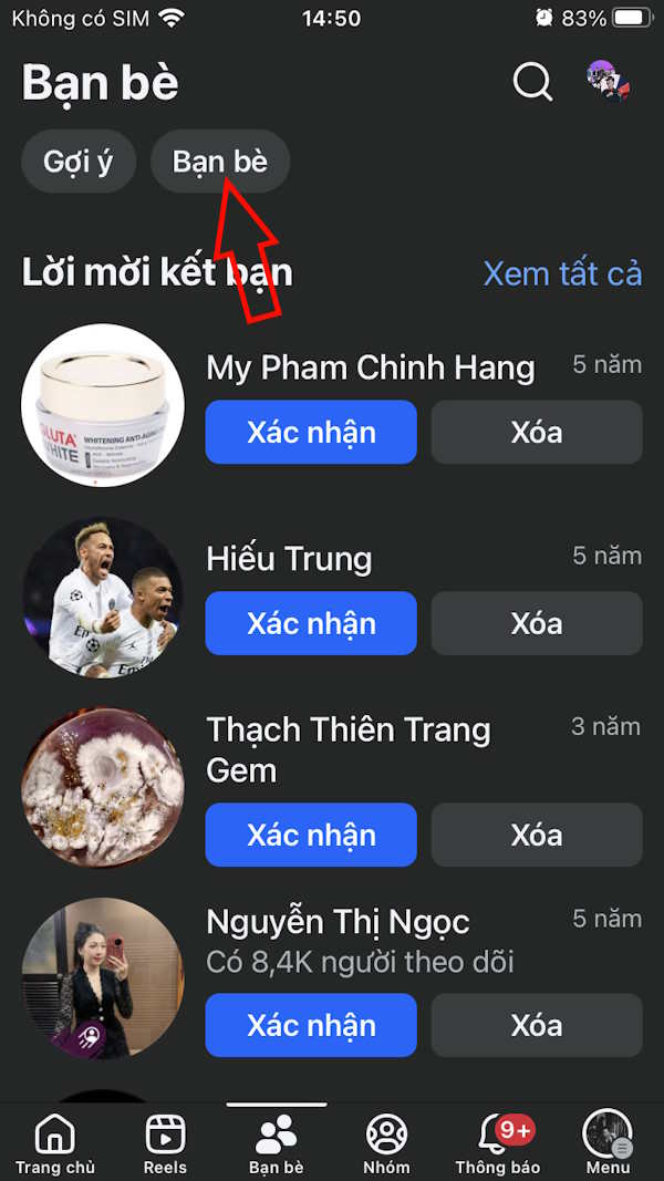 Xem danh sách bạn bè Facebook