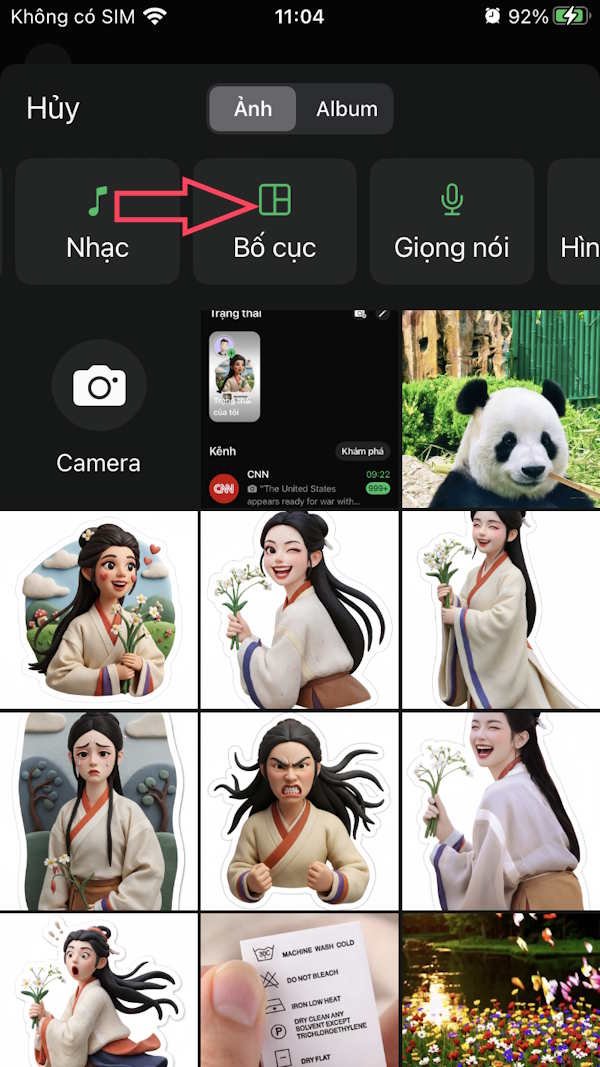 Chọn ghép ảnh WhatsApp