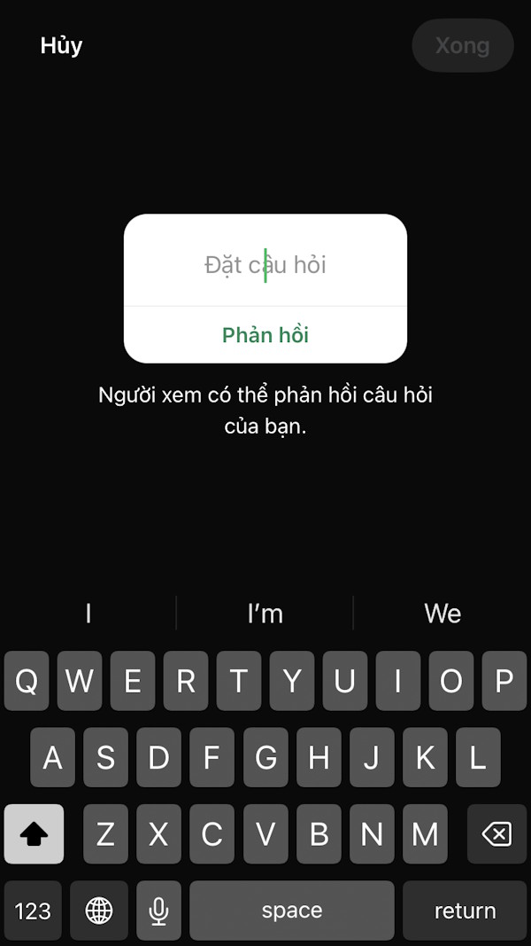 Nhập câu hỏi trong status WhatsApp