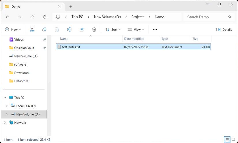Thư mục Projects sau khi di chuyển file sang ổ D