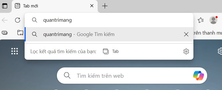 Công cụ tìm kiếm trên Edge