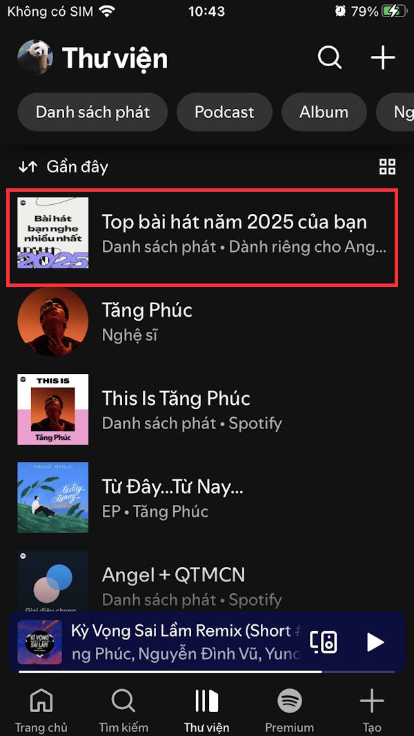Album nghe nhạc thường xuyên