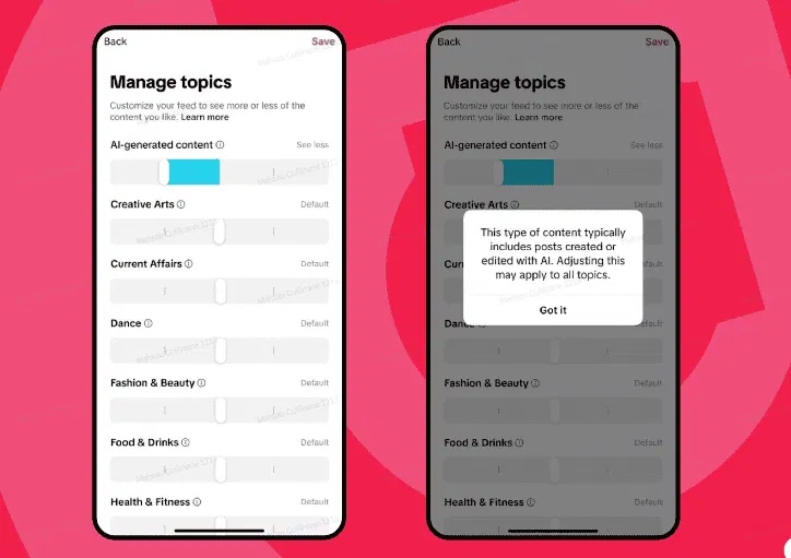 Thanh ẩn video AI trên TikTok