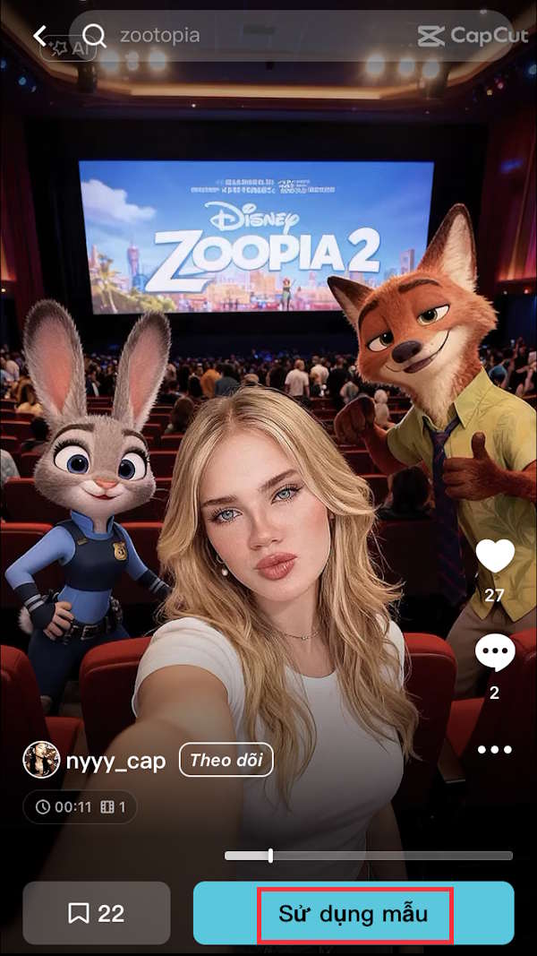 Sử dụng mẫu Zootopia