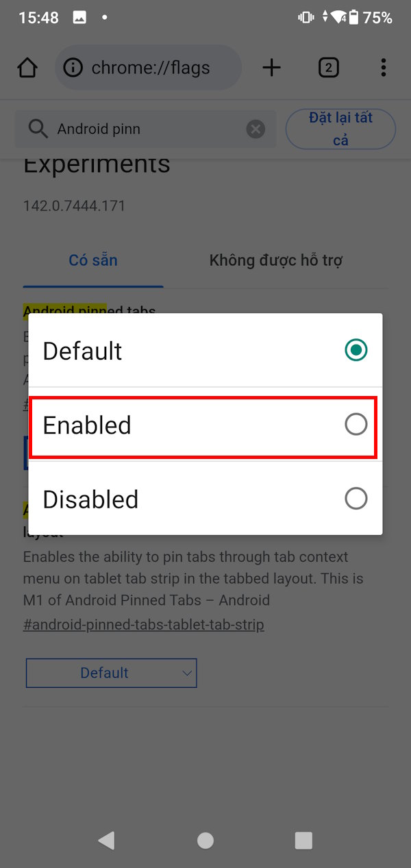 Kích hoạt ghim tab Chrome 
