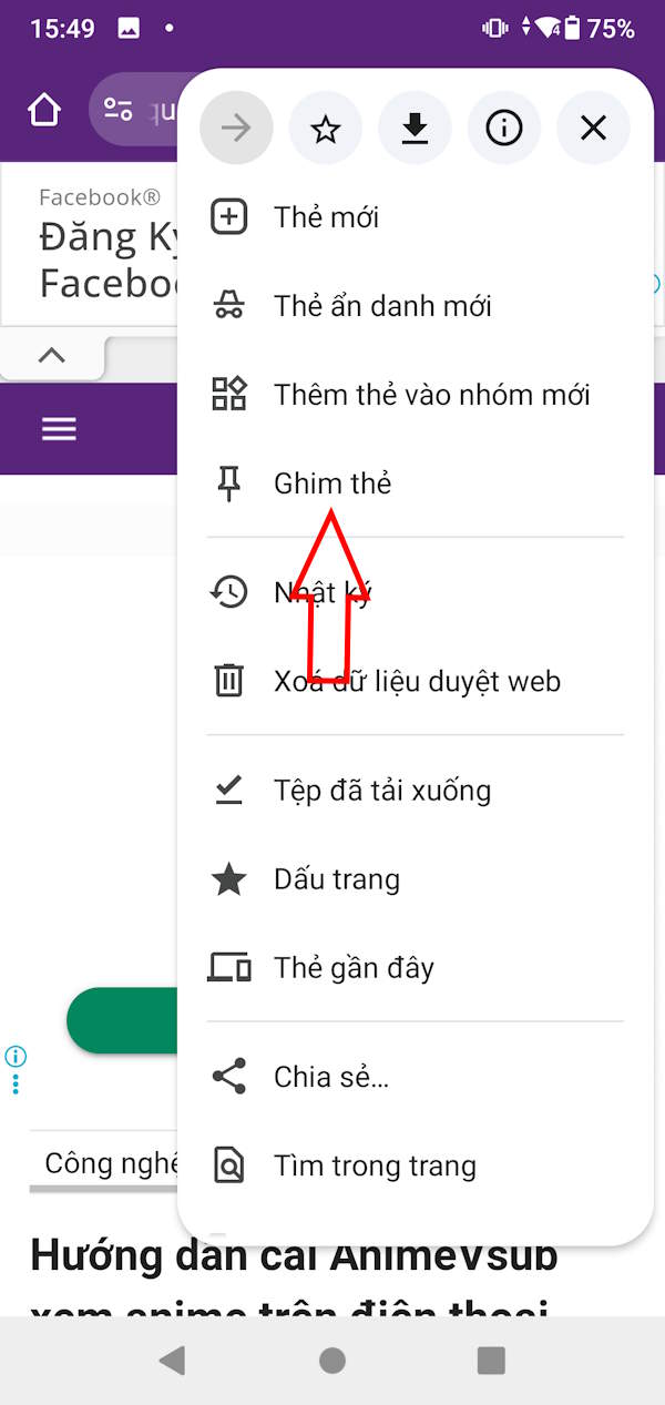 Ghim thẻ trên Chrome 