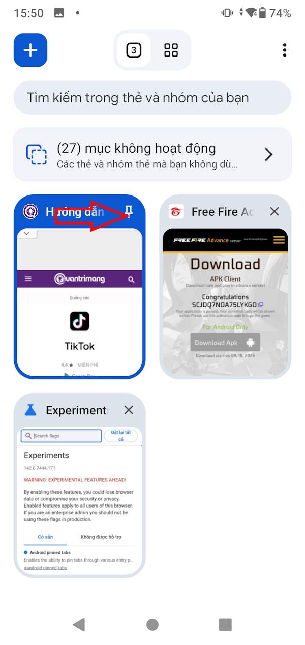 Tab ghim trên Chrome 