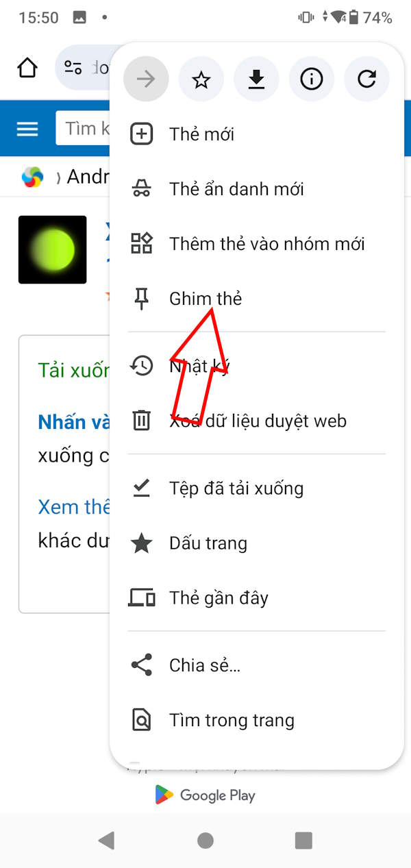 Ghim tab Chrome 