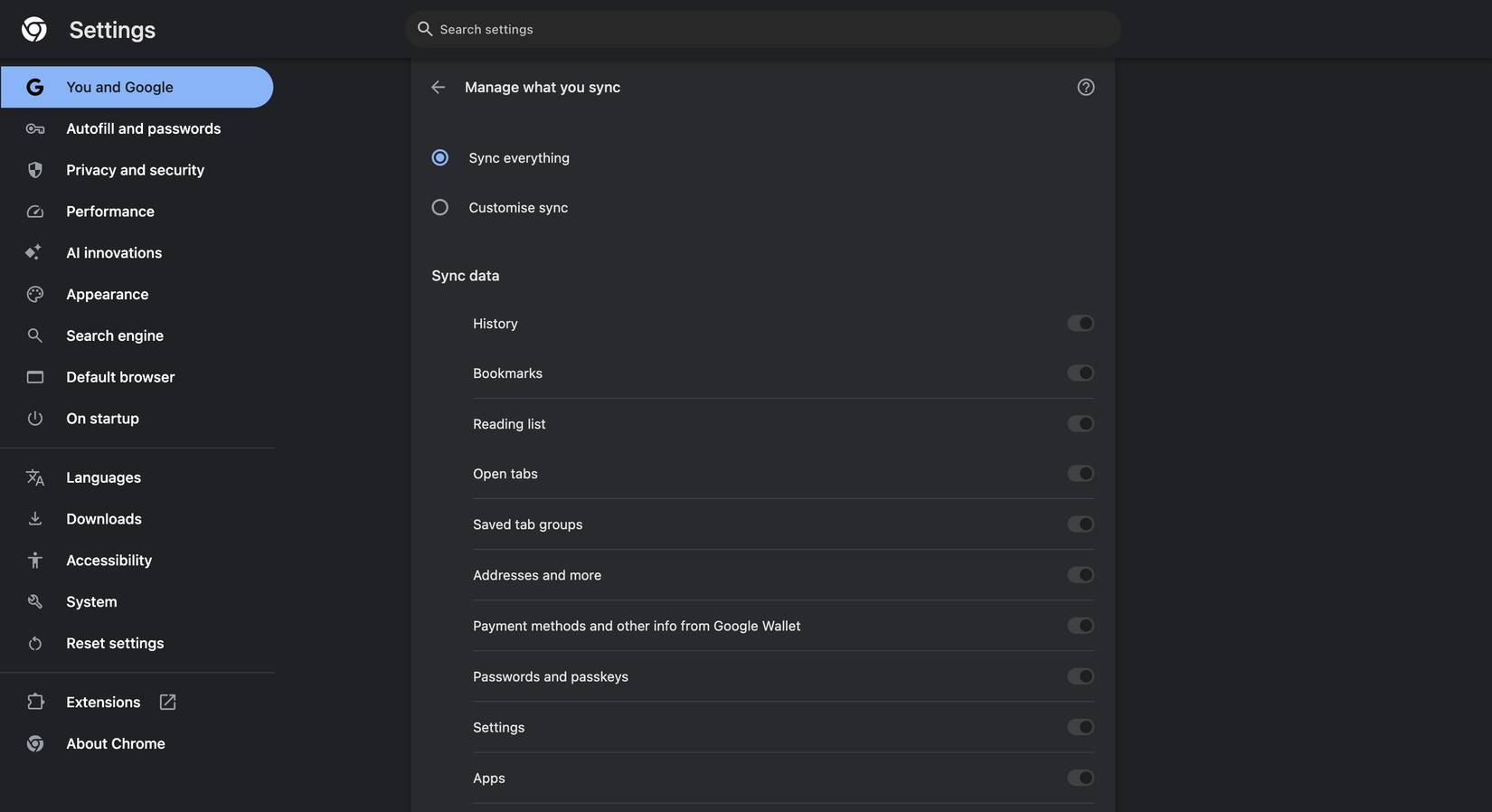 Những gì Chrome Sync upload lên đám mây theo mặc định