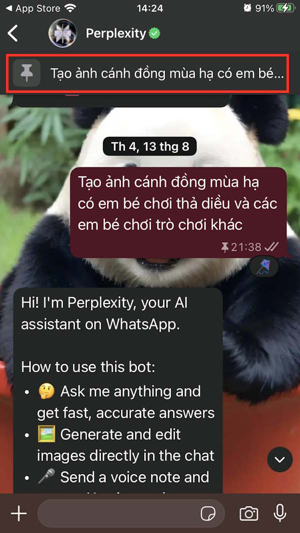 Tin nhắn ghim trên WhatsApp