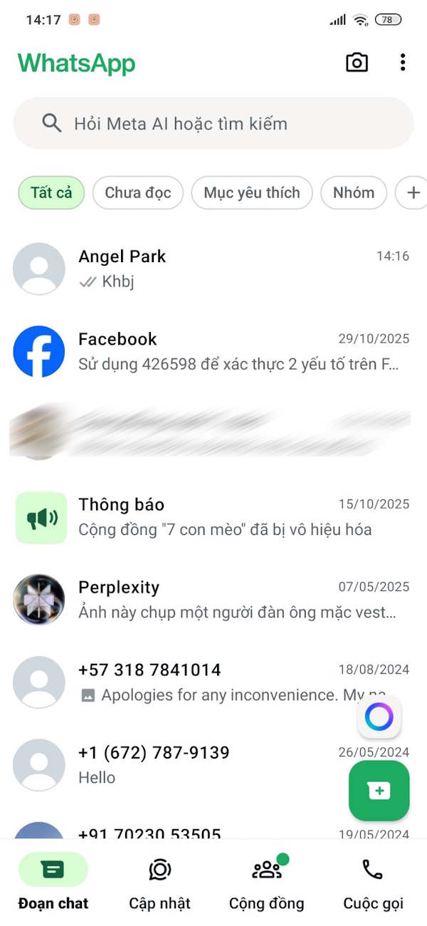 Giao diện WhatsApp