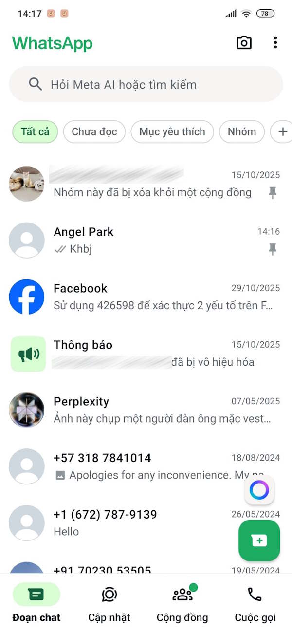 Bỏ ghim hội thoại trên WhatsApp