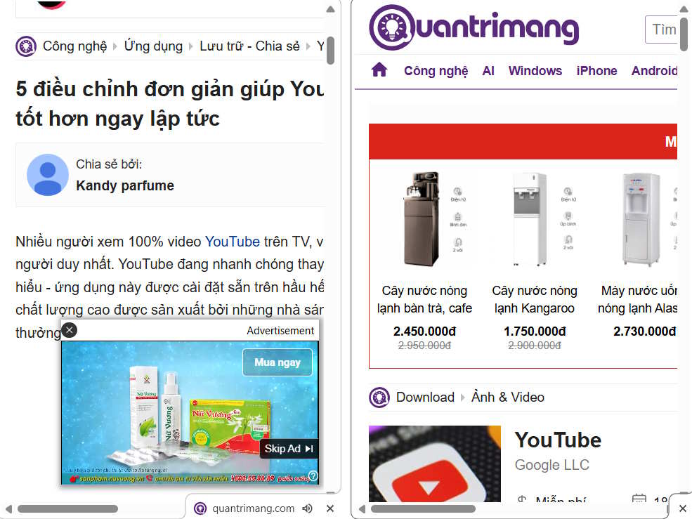 Mở liên kết chia đôi màn hình Chrome