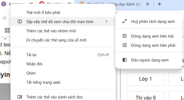 Tùy chỉnh chia đôi màn hình Chrome