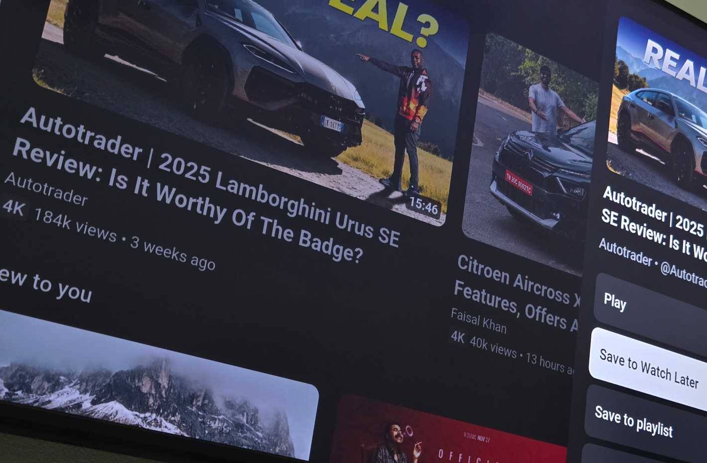 Thêm tùy chọn trong ứng dụng YouTube trên TV