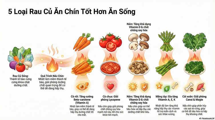 Rau củ ăn chín tốt hơn sống