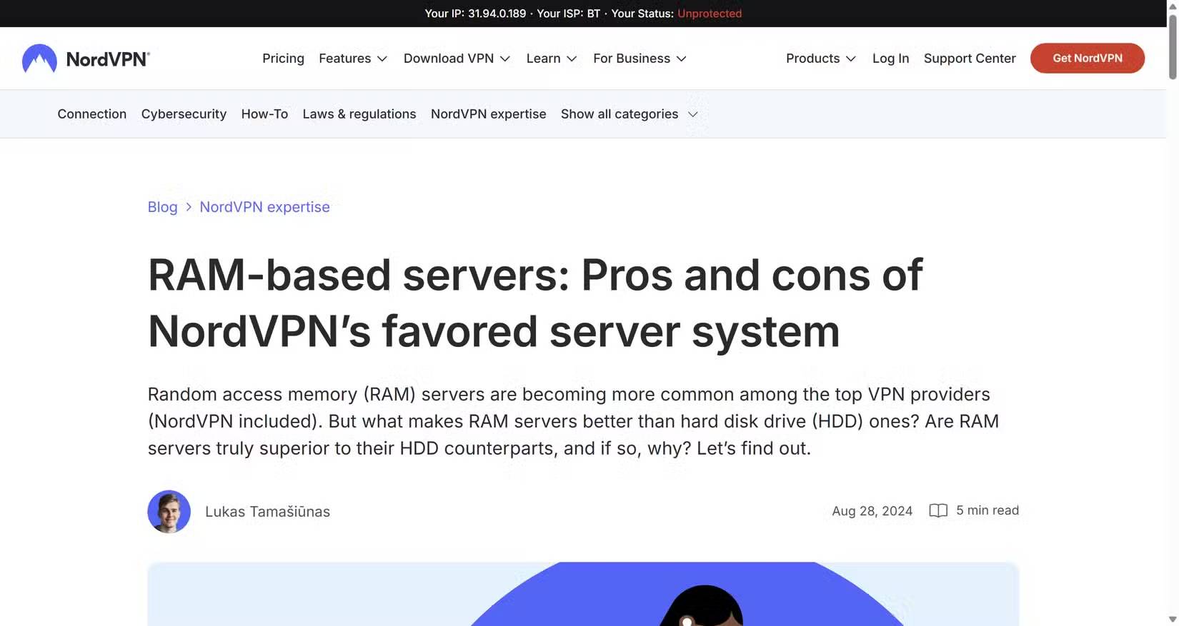 Máy chủ dựa trên RAM của NordVPN