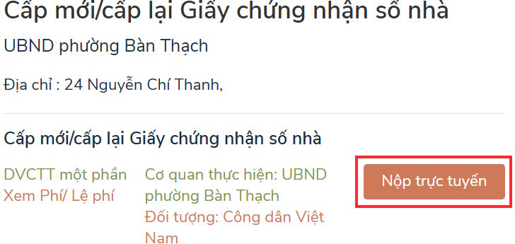 Nộp hồ sơ cấp số nhà online