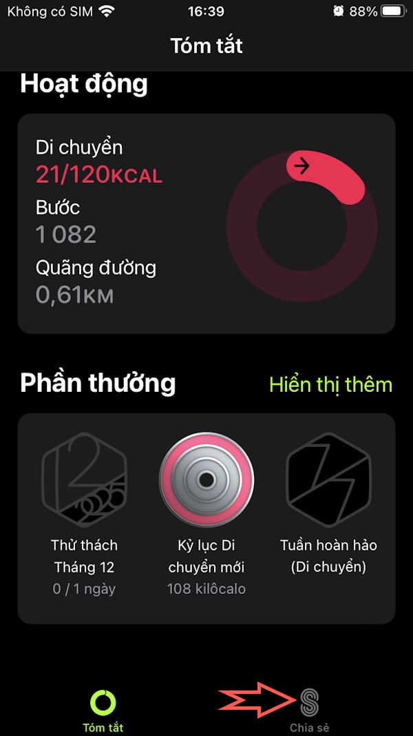 Chia sẻ trên Thể dục iPhone