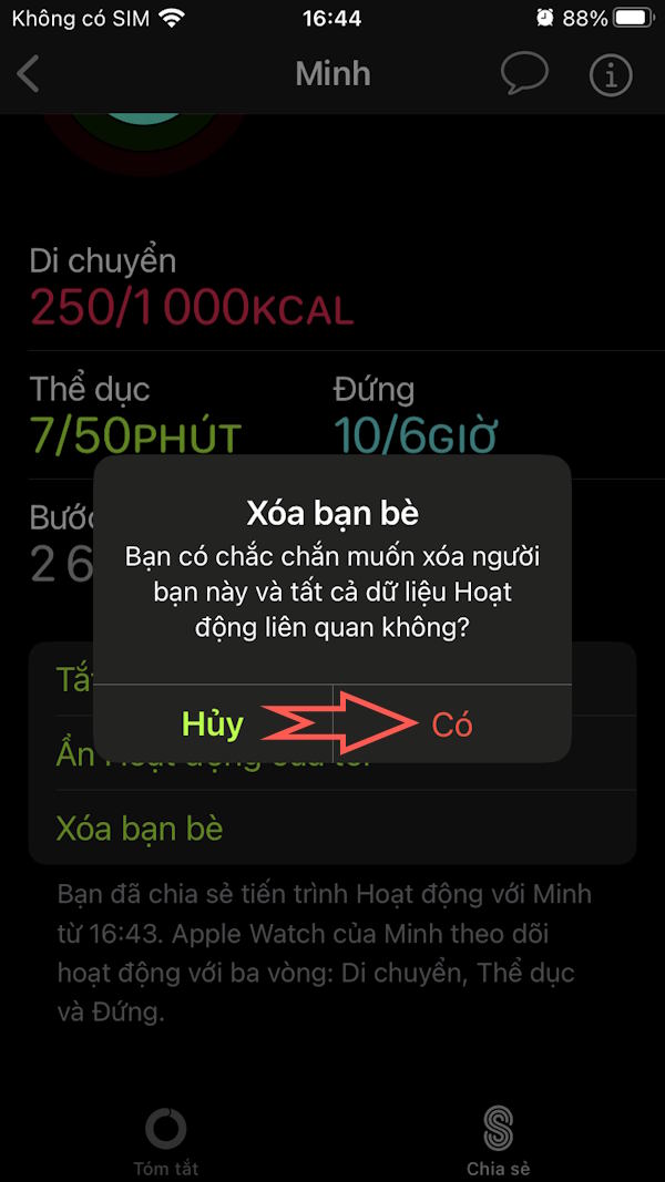 Xóa dữ liệu chia sẻ