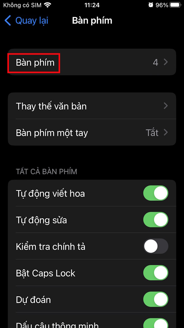 Điều chỉnh bàn phím iPhone