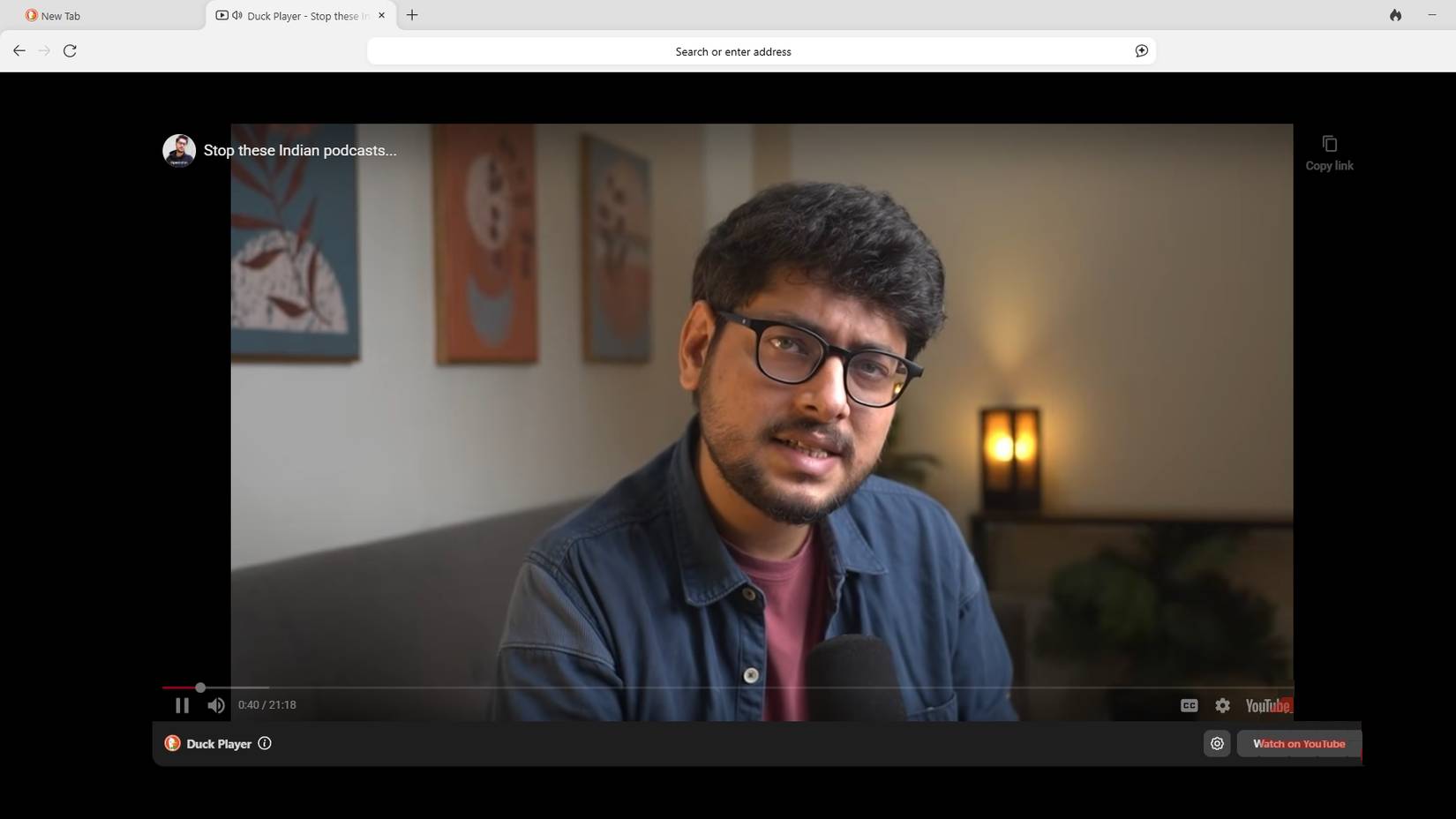 Phát video YouTube trong Duck Player