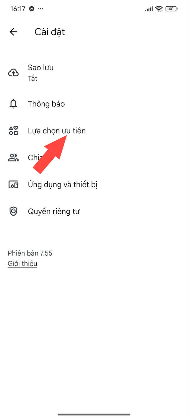 Lựa chọn ưu tiên