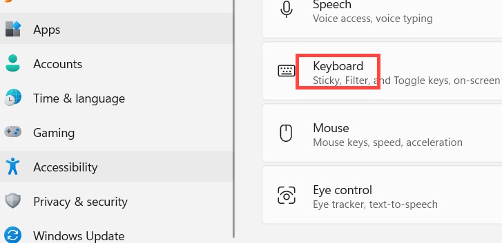 Chỉnh trợ năng Windows
