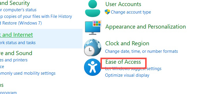 Ease of Access Center