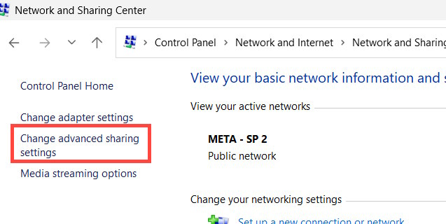 Change advanced sharing settings