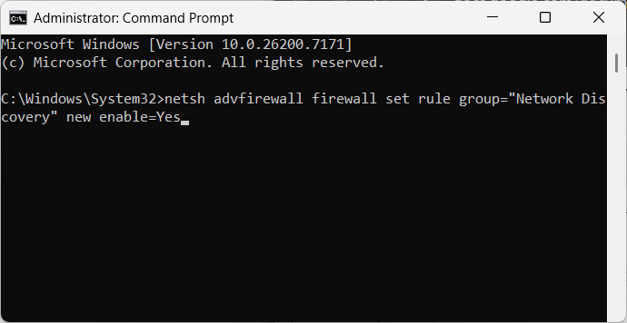 Dùng Command Prompt bật, tắt Network Discovery