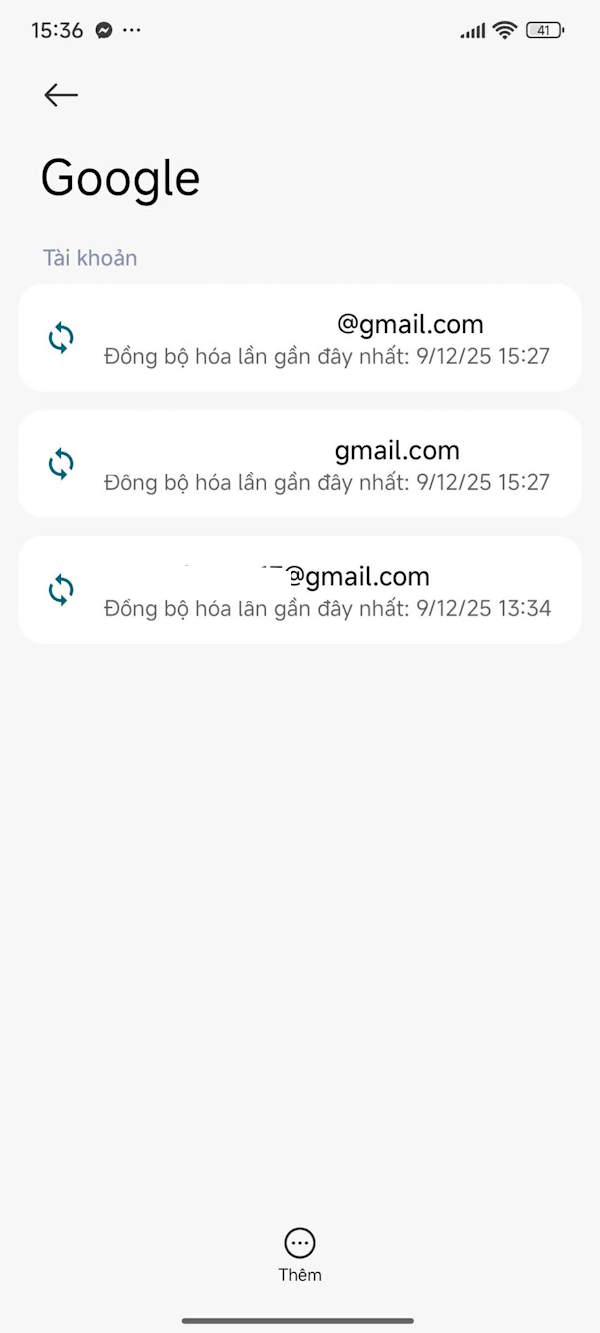 Danh sách tài khoản Google