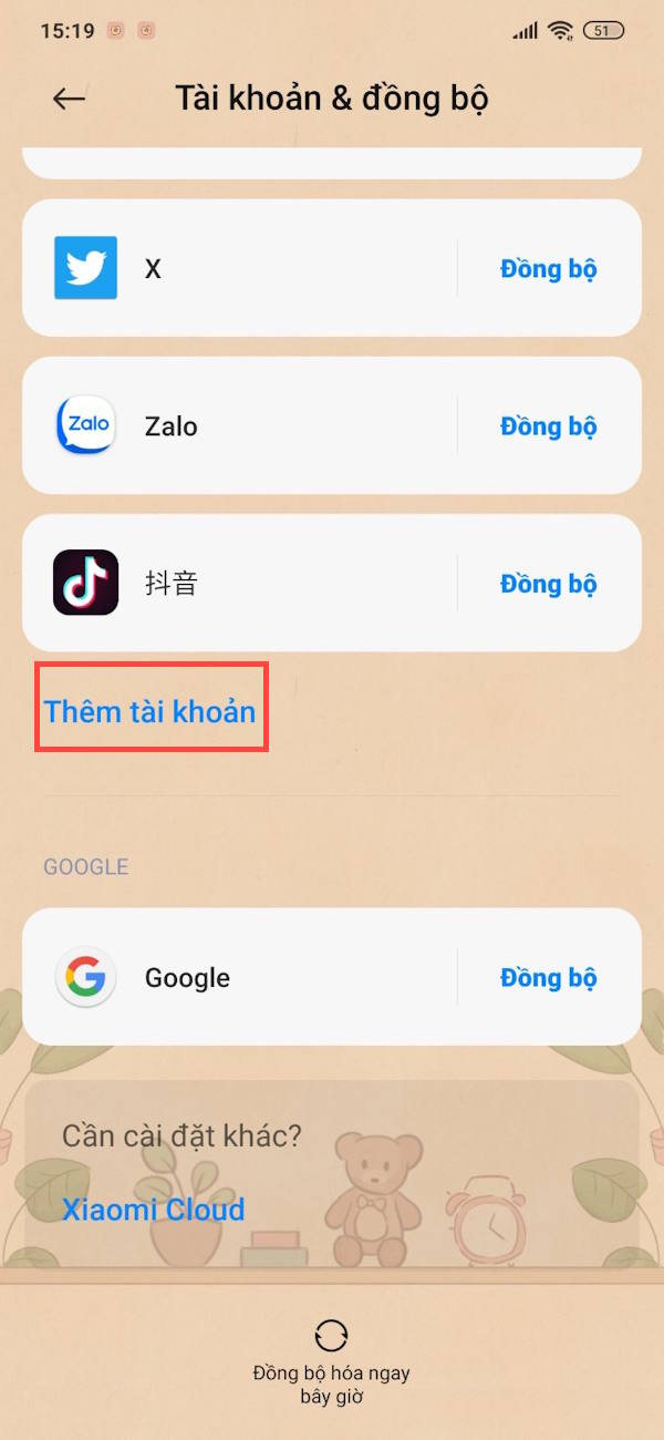 Thêm tài khoản