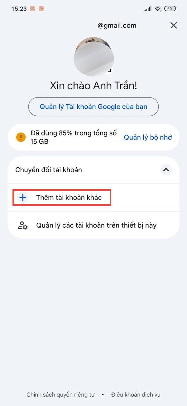 Thêm tài khoản khác