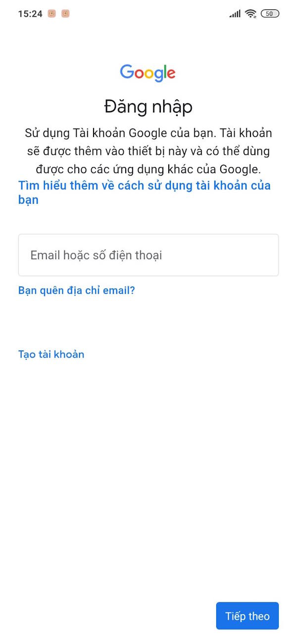 Thêm tài khoản Google vào Android