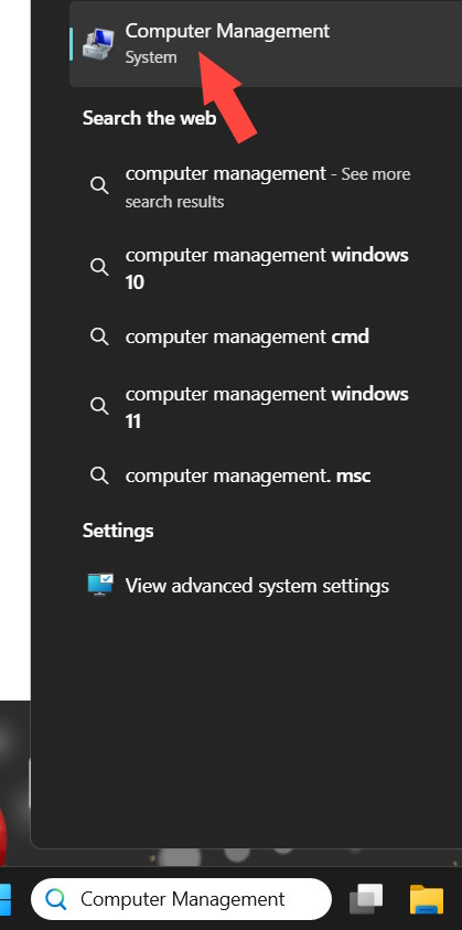 Tìm kiếm Computer Management