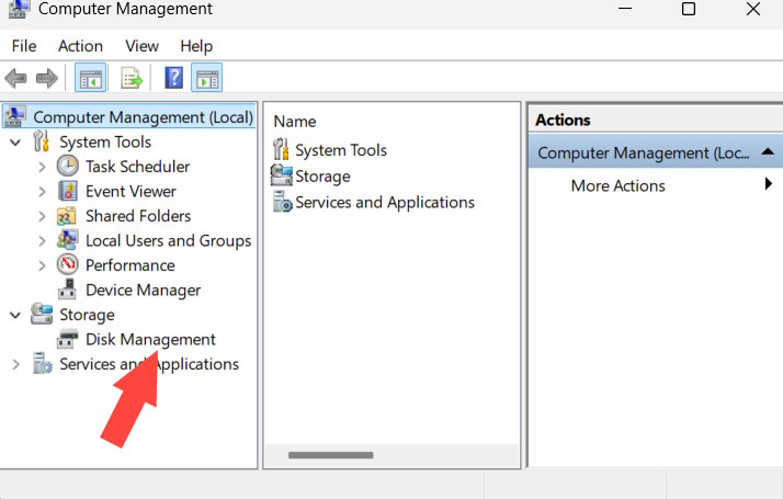 Truy cập Disk Management