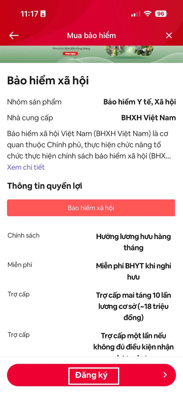 Đăng ký mua BHXH, BHYT Viettel Money