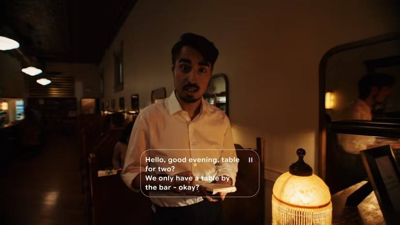 Bản xem trước màn hình AI trực tiếp hiển thị khả năng dịch thuật của thiết bị