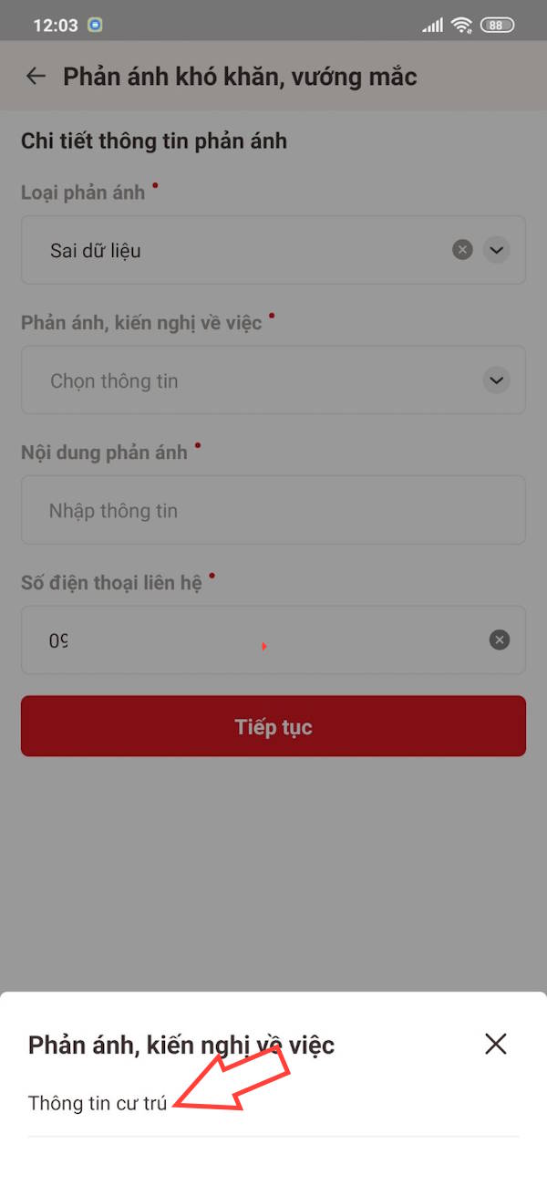 Phản ánh sai thông tin cứ trú trên VNeID