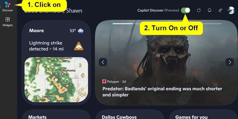 Tắt Copilot Discover trong bảng Widgets